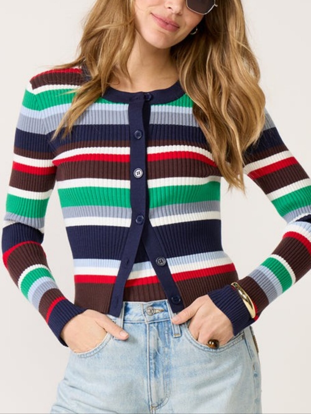 Evereve Alyssa Stripe Cardigan Size M New